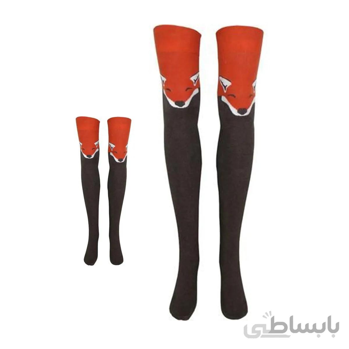 جوراب بالای زانو مادر و کودک طرح روباه کد PH373.2