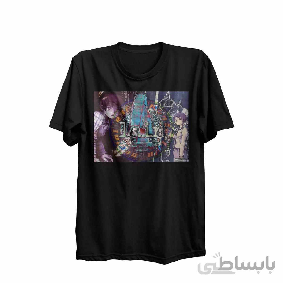 تیشرت یقه گرد مشکی طرح انیمه تجربیات سریالی لین Serial Experiments Lain کد KCT10462