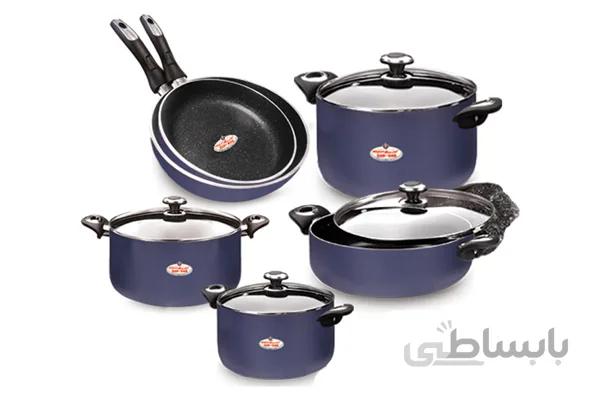 سرویس قابلمه گرانیتا زرساب 10 پارچه با درب شیشه ای