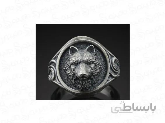 انگشتر طرح نگین برجسته گرگ 12495