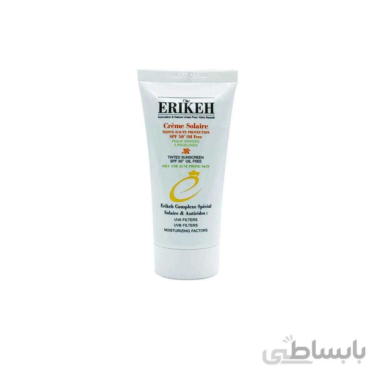 ضد آفتاب فاقد چربی آنتی آکنه رنگی اس پی اف 50 اریکه ا Erikeh Anti Acne Oil Free Tinted Sunscreen Spf50