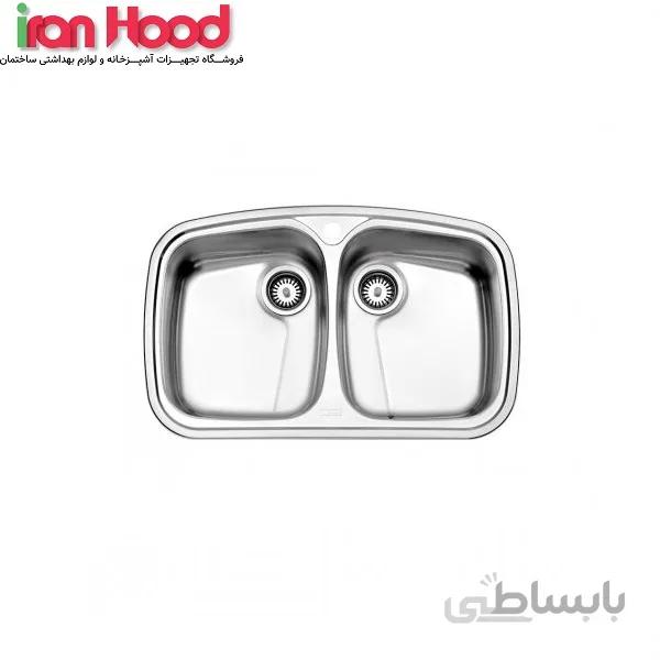سینک ظرفشویی روکار استیل البرز ا پروانه Steel Alborz Double Bowl Sink 628/60