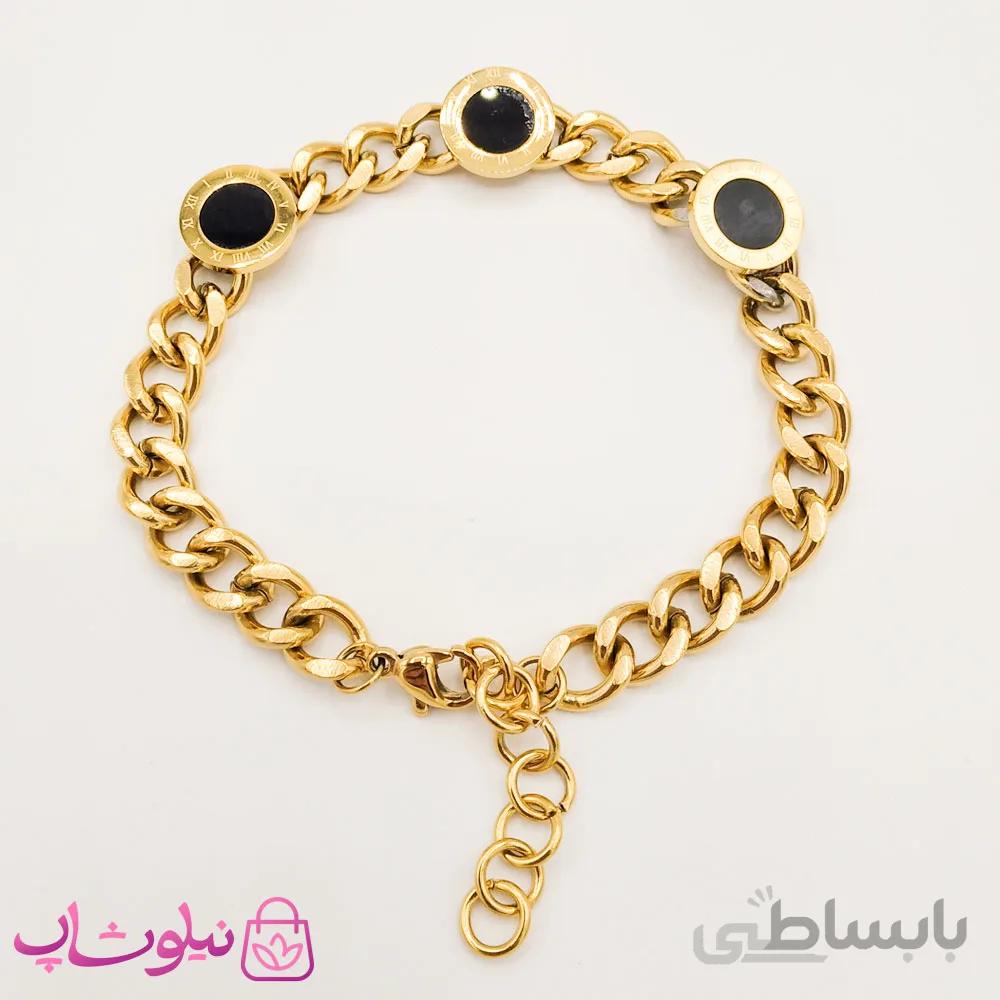 دستبند زنانه استیل طرح بولگاری طلایی