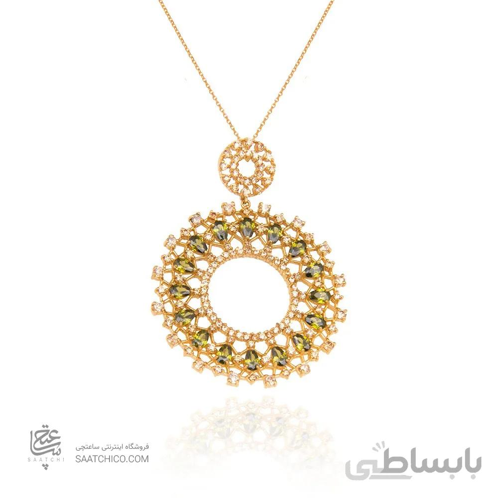 آویز طلا زنانه طرح اسلیمی با نگین های cz کد CP324