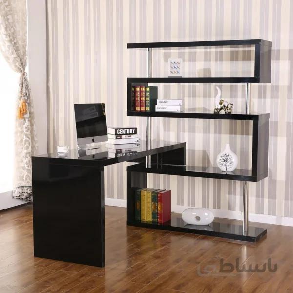 میز تحریر کتابخانه هایگلاس مدرن مدل اطلس