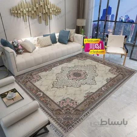 فرش ماشینی آرا مشهد طرح 25599 کرم
