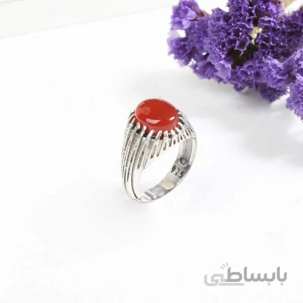 انگشتر نقره مردانه با سنگ عقیق اصل کد 181092