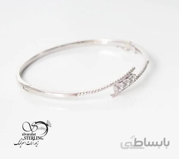 دستبند نقره طرح سه گوی