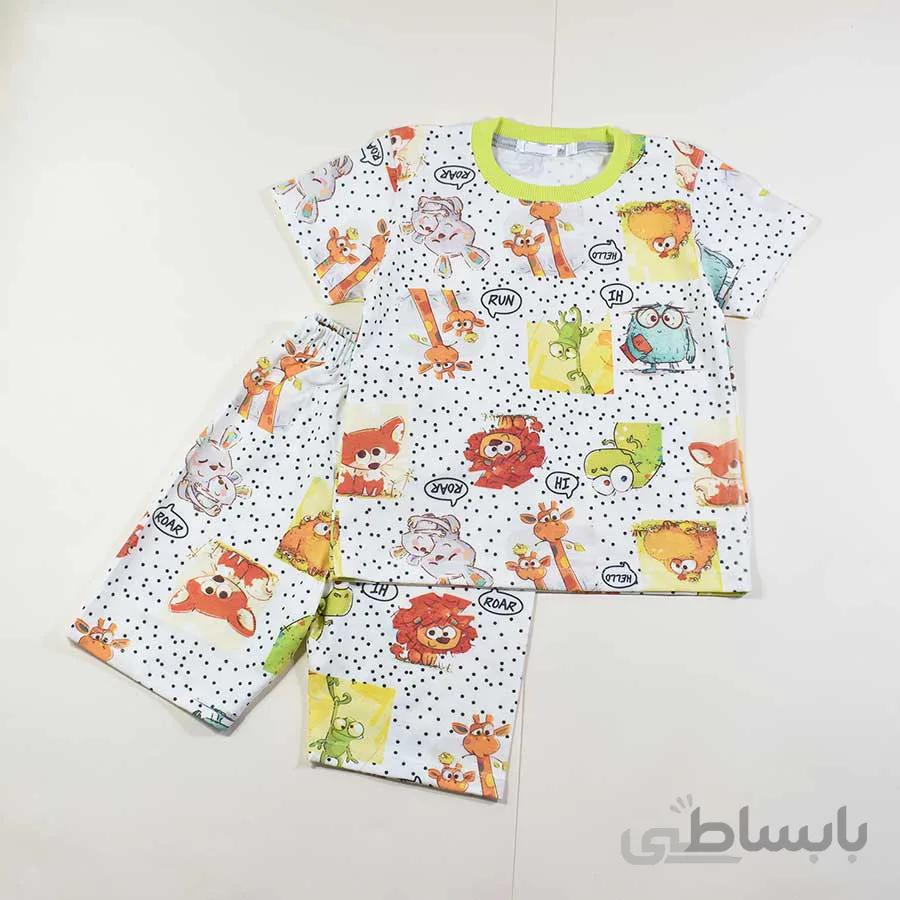 تیشرت شلوارک راحتی بچه گانه طرح حیوانات کد 2405