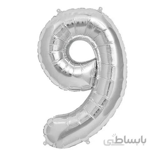 بادکنک فویلی عددی ساده نقره ای عدد ۹