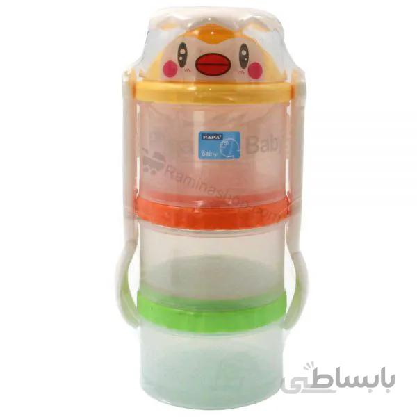 انبار غذا با قاشق و چنگال طرح جوجه نارنجی سبز papa baby
