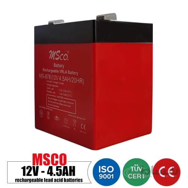 باتری شارژی 12 ولت 4.5 آمپر MSCO مدل MS-878 ا Rechargeable battery 12 volt 4.5 amps MSCO MS-878 model