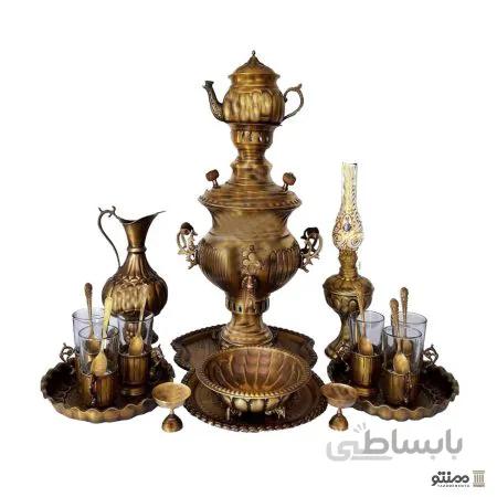 سرویس سماور ذغالی برنجی 12 پارچه مدل توپی
Brass charcoal samovar service 12 cloths ball model