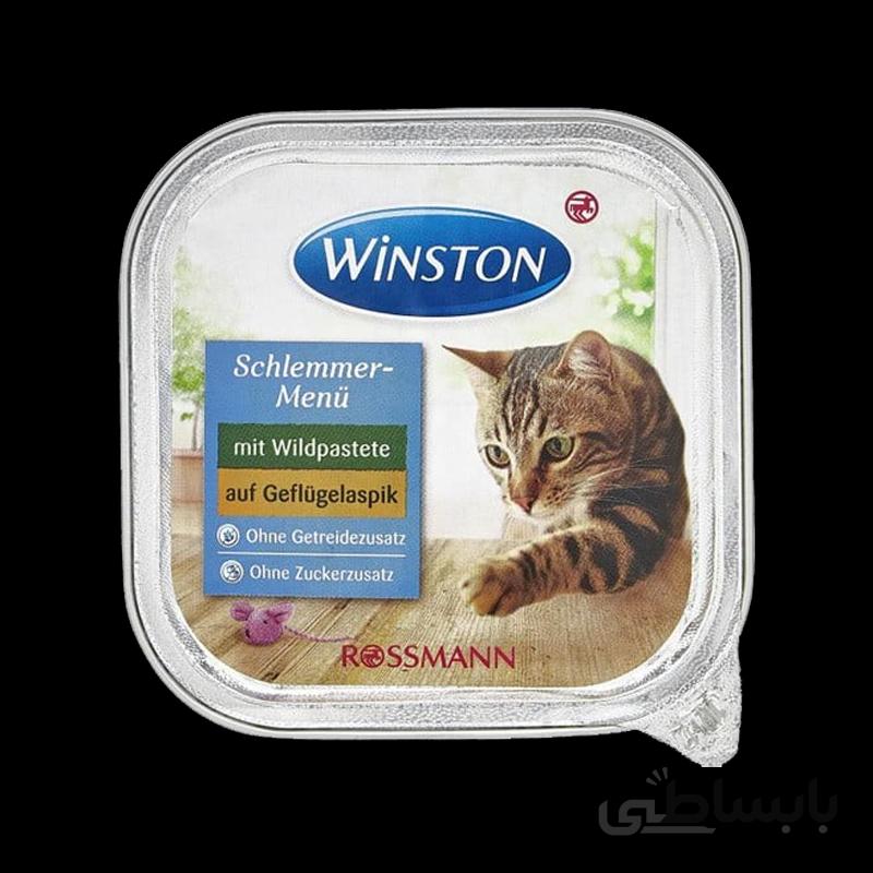غذای کاسه ای گربه گوشت شکار و مرغ وینستون Winston Game Pate On Poultry Aspic وزن 100 گرم