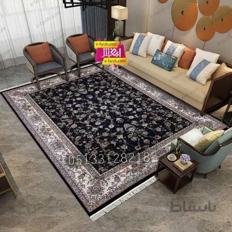 فرش ماشینی زمرد مشهد طرح 25041 سورمه ای