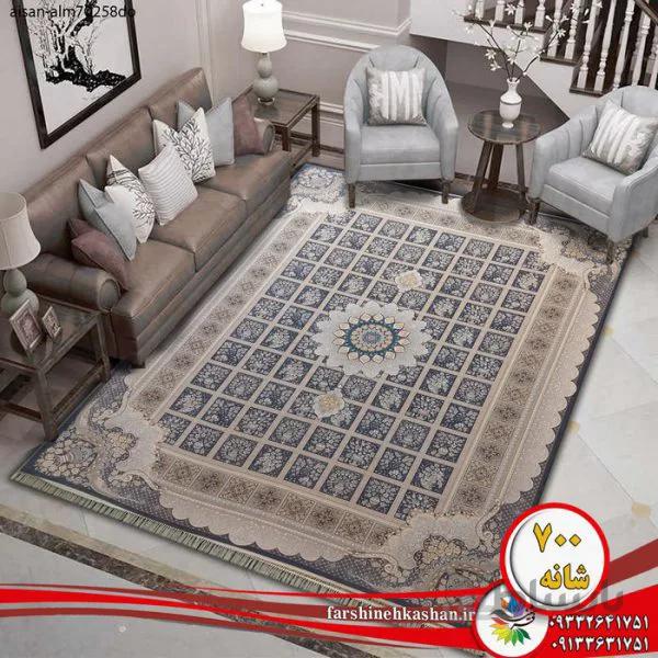 فرش طرح آیسان زمینه دودی 700 شانه