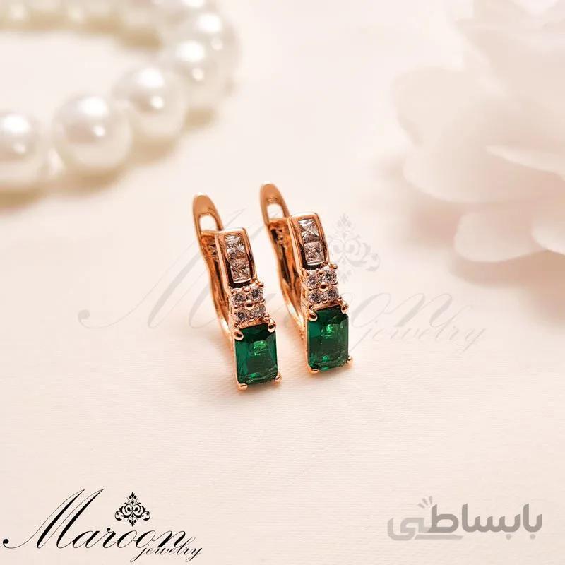 گوشواره لوکس زمرد مارون CG137