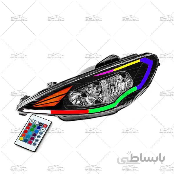 چراغ جلو اسپرت پژو 206 طرح کادنزا مولتی کالر ا Cadenza Front Light For Peugeot 206 Headlights Multicolor
