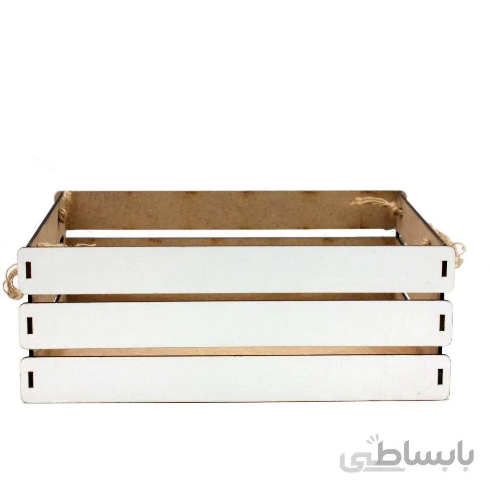 جعبه هدیه چوبی سفید بزرگ دسته دار 19*25*10