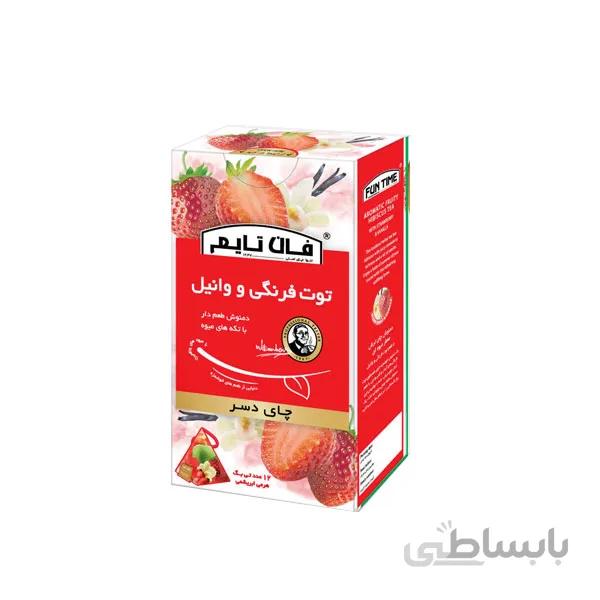 چای دسر توت فرنگی و وانیل فان تایم