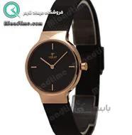 ساعت ویولت زنانه کلاسیک مشکی رزگلد بند حصیری صفحه مشکی کد 0528/2L