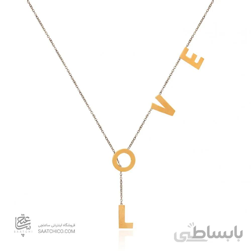 گردنبند طلا دورنگ طرح Love کد LN857