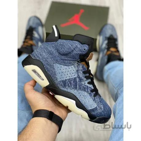کفش کتانی اورجینال نایک ایرجردن 6 بسکتبالی Jordan 6 Retro Washed Denim