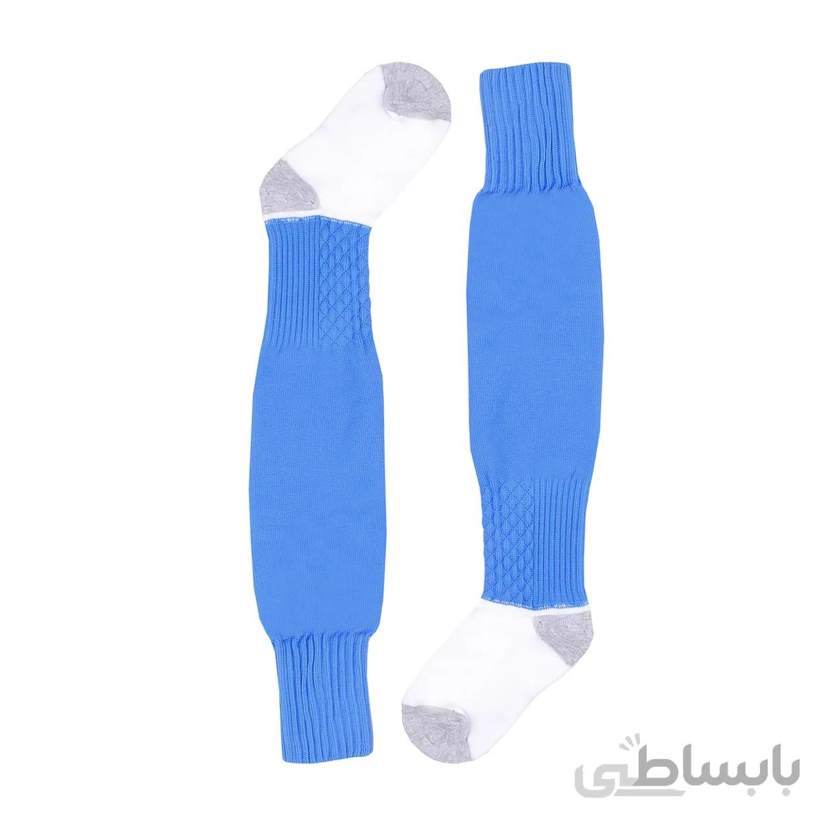 جوراب ساق بلند ساده مناسب برای فوتبال و فوتسال آبی