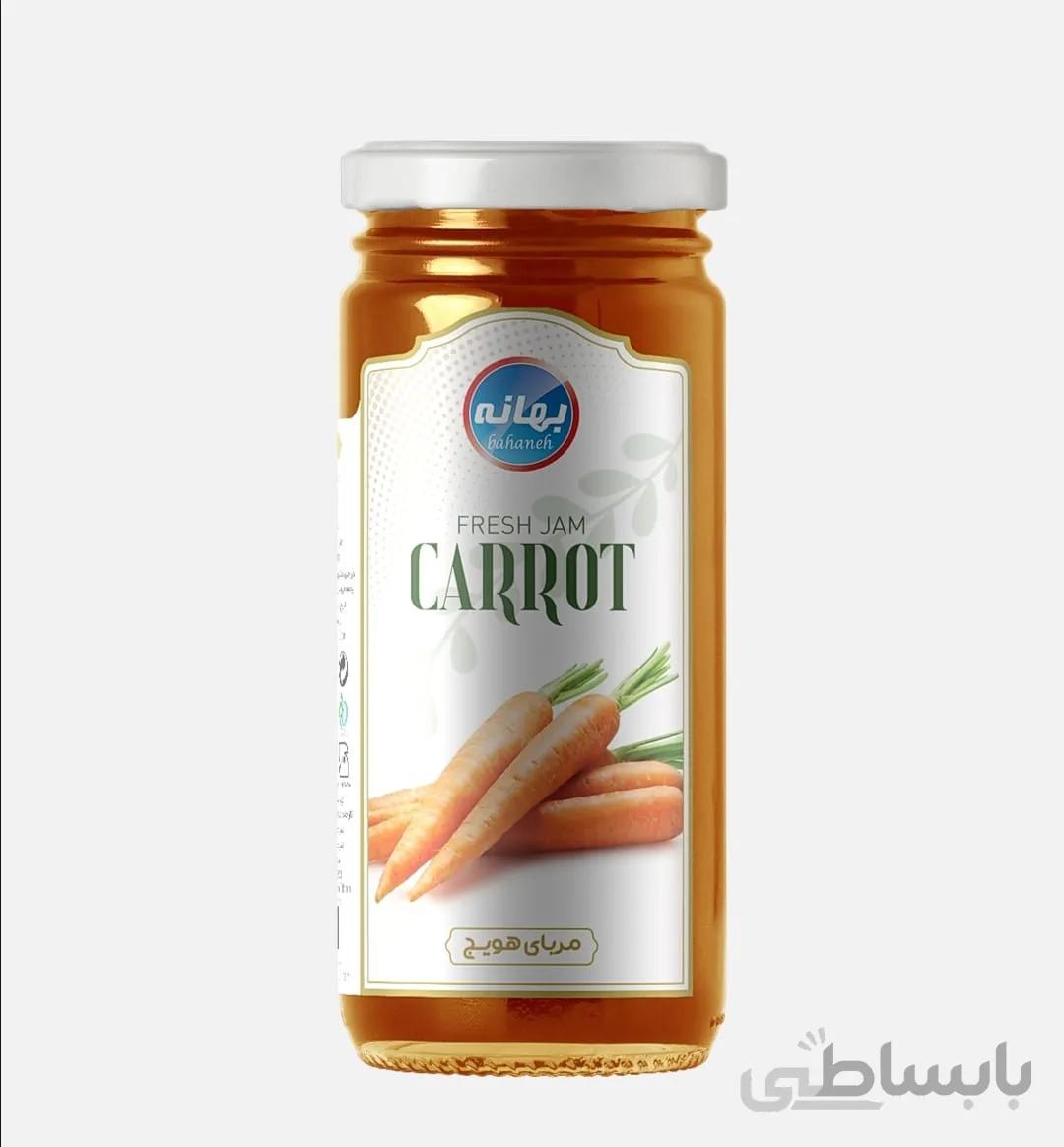 مربا هویج شیشه ۳۰۰ گرمی بهانه بسته بندی ۱۲ عددی