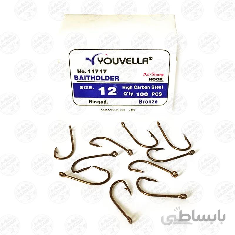 قلاب ماهیگیری برنزی یوولا Youvella سایز 12 بسته 10 عددی