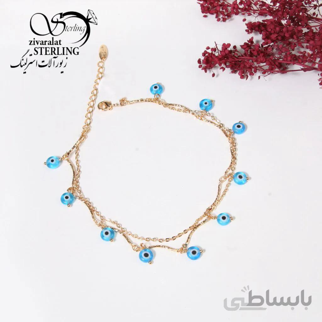 پابند طرح طلا مدل دو زنجیر چشم نظر