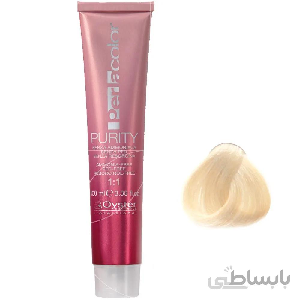 رنگ مو بدون آمونیاک پیوریتی اویستر رنگ PLATINUM BLOND شماره 10 ا Oyster Purity Ammonia-Free Coloring Cream 100ml no10