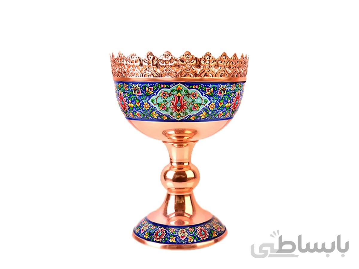 آجیل خوری مس و مینا 25 سانتی امضادار