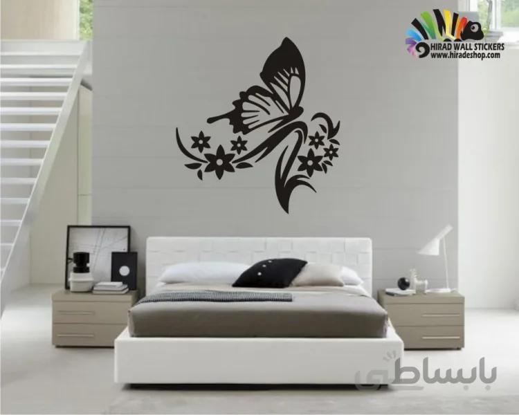 استیکر پروانه روی شاخه گل کد h436