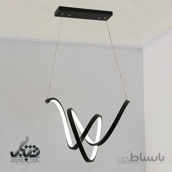 لوستر آویز LED حلقه ای 80 وات مشکی کد A6314
