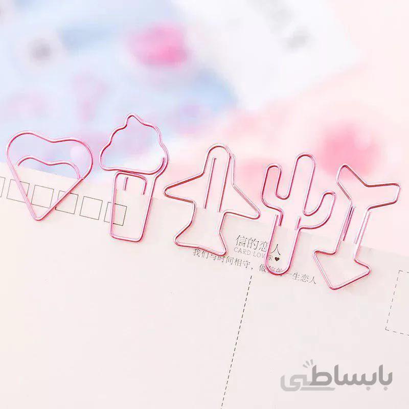 گیره فلزی نگهدارنده کاغذ یادداشت مجموعه 8 عددی [www.ahwazonline.com] [nilstore] paper cute pink clips pack of 8 code 2-109