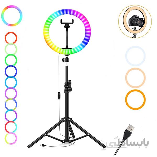 رینگ لایت RGB مدل LJJ-30 به همراه سه پایه ۲ متری