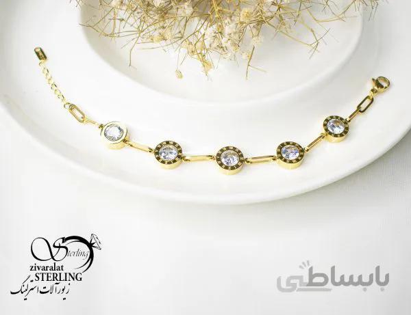 دستبند استیل زنانه نگین دار