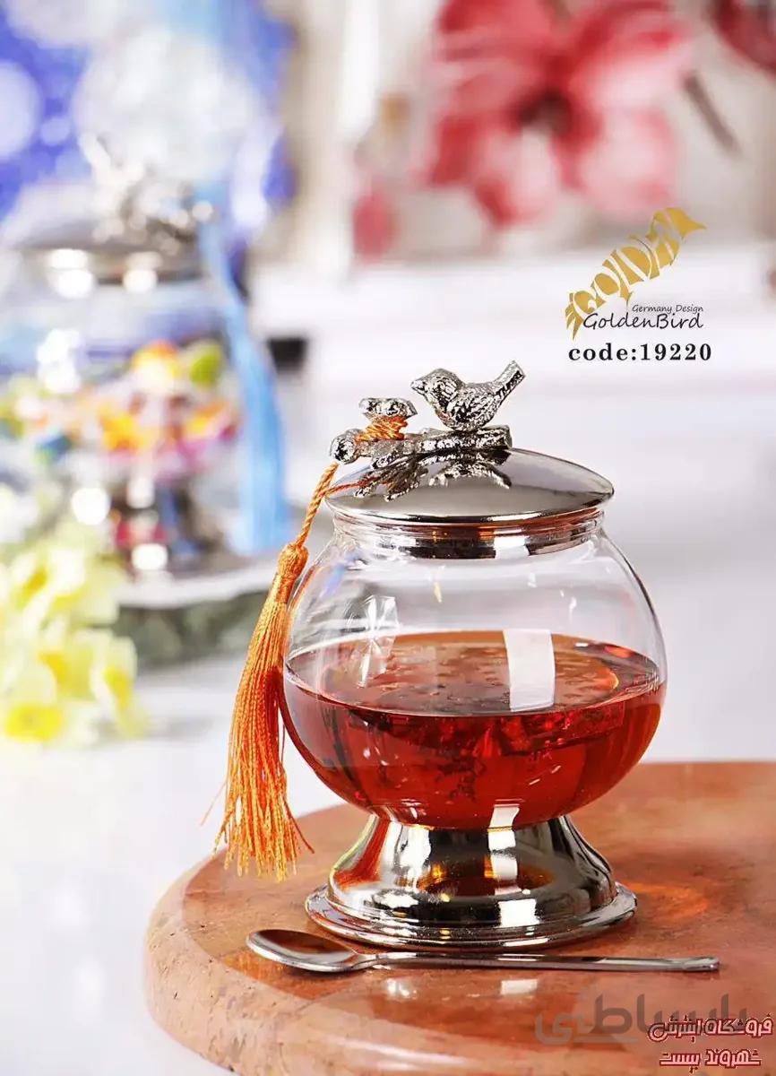 ظرف عسل پیرکس پایه استیل گنجشک