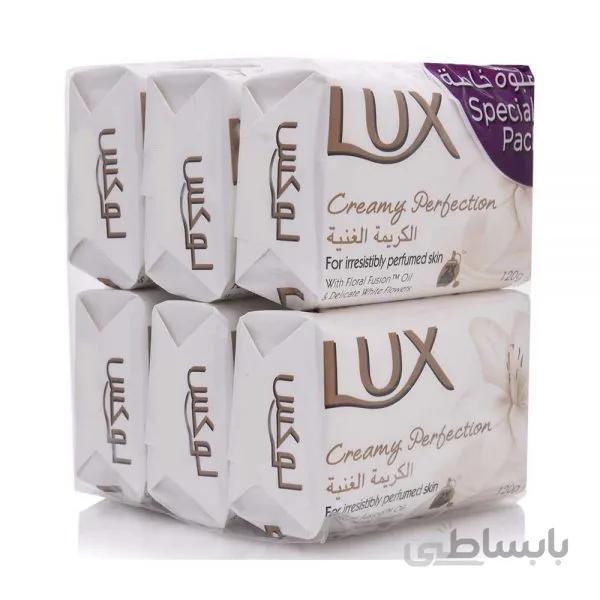 صابون لوکس ۱۷۰ گرم باکس ۶ عددی – با رایحه گل های سفید – Lux soap Creamy perbection Box 6 pcs