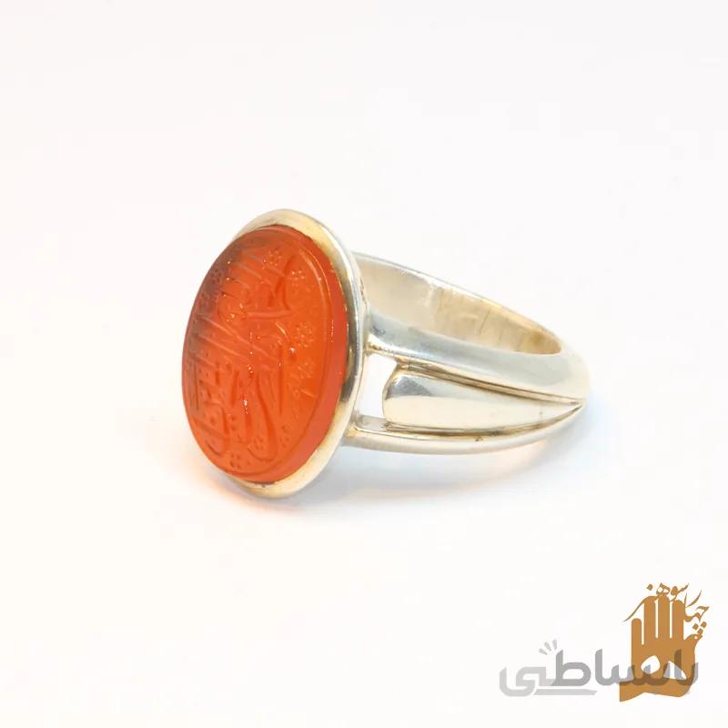 انگشتر پا اردکی نگین عقیق سرخ یمنی