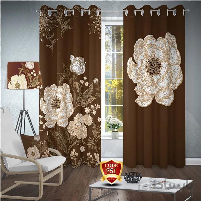 پرده پانچی کد 751-3d-b طرح سه بعدی طرح گل