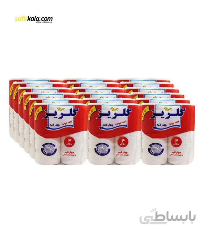 دستمال توالت چهارقلو گلریز مدل DL بسته ۱۸ عددی