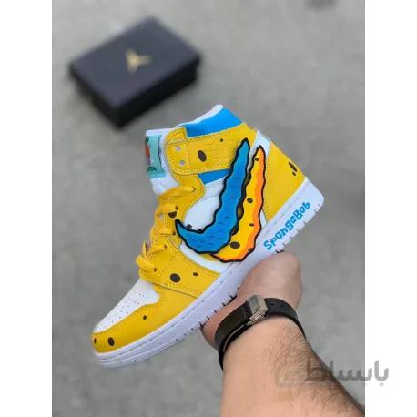 نایک ایرجردن ساقدار باب اسفنجی Nike Air Jordan 1 AJ1 SpongeBob Yellow White Blue