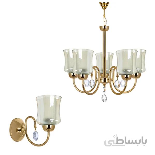 لوستر و چراغ دیواری چشمه نور کد A811/5-1-G-Pro