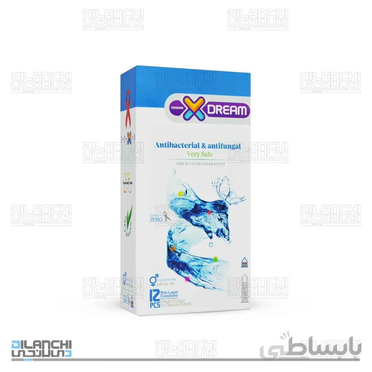 کاندوم ایکس دریم مدل ضد قارچ و باکتری Antibacterial & antifungal بسته 12 عددی