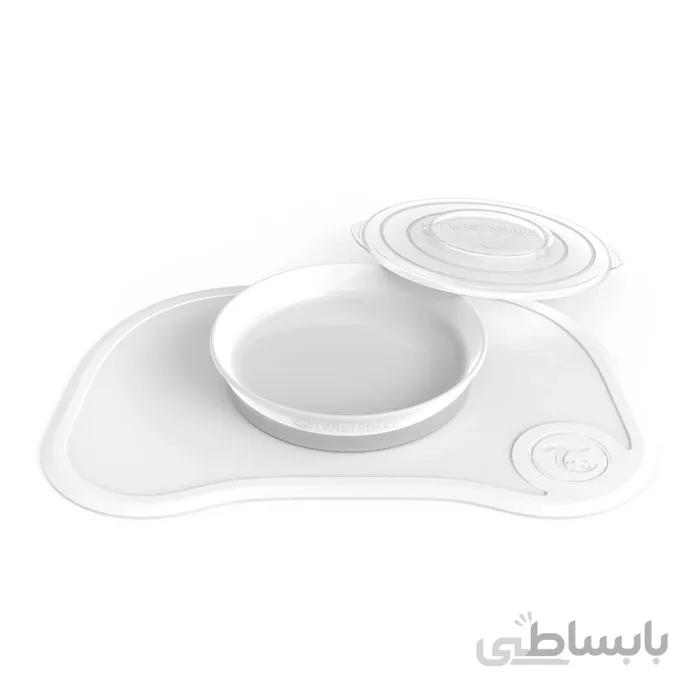 ظرف غذا خوری و صفحه نگهدارنده سفید تویست شیک