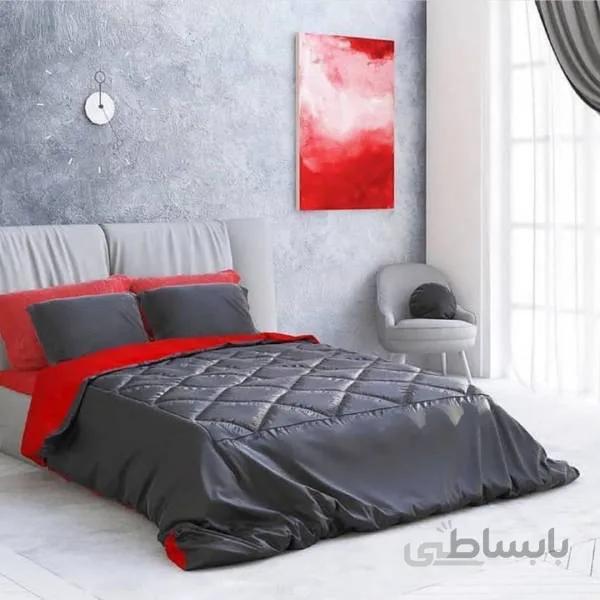 روتختی میکرو تنسل براق ترک قرمز خاکستری طرح ساده - کد 028