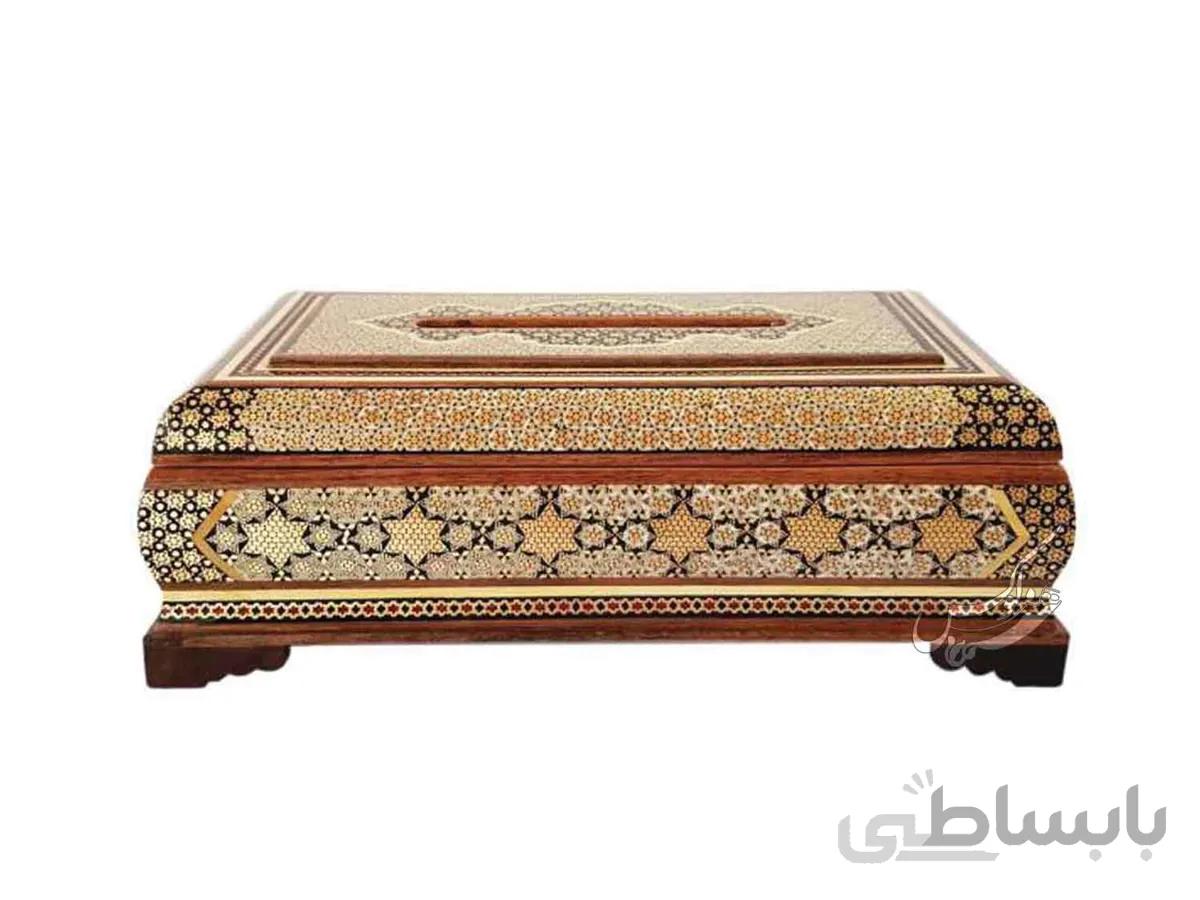 جعبه دستمال کاغذی خاتم کاری مدل ستاره