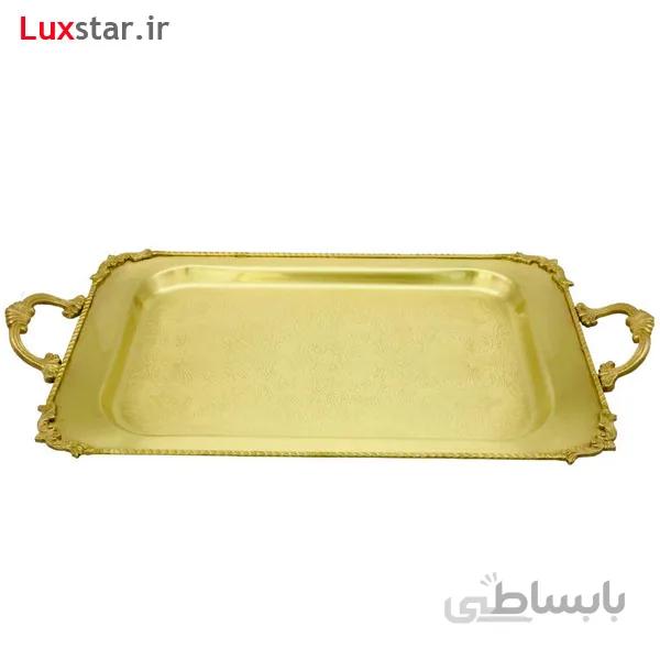 سینی مستطیل برنجی بزرگ ایران کادو مدل 152bl ا Irankado BL152 Rectangular Brass Tray
